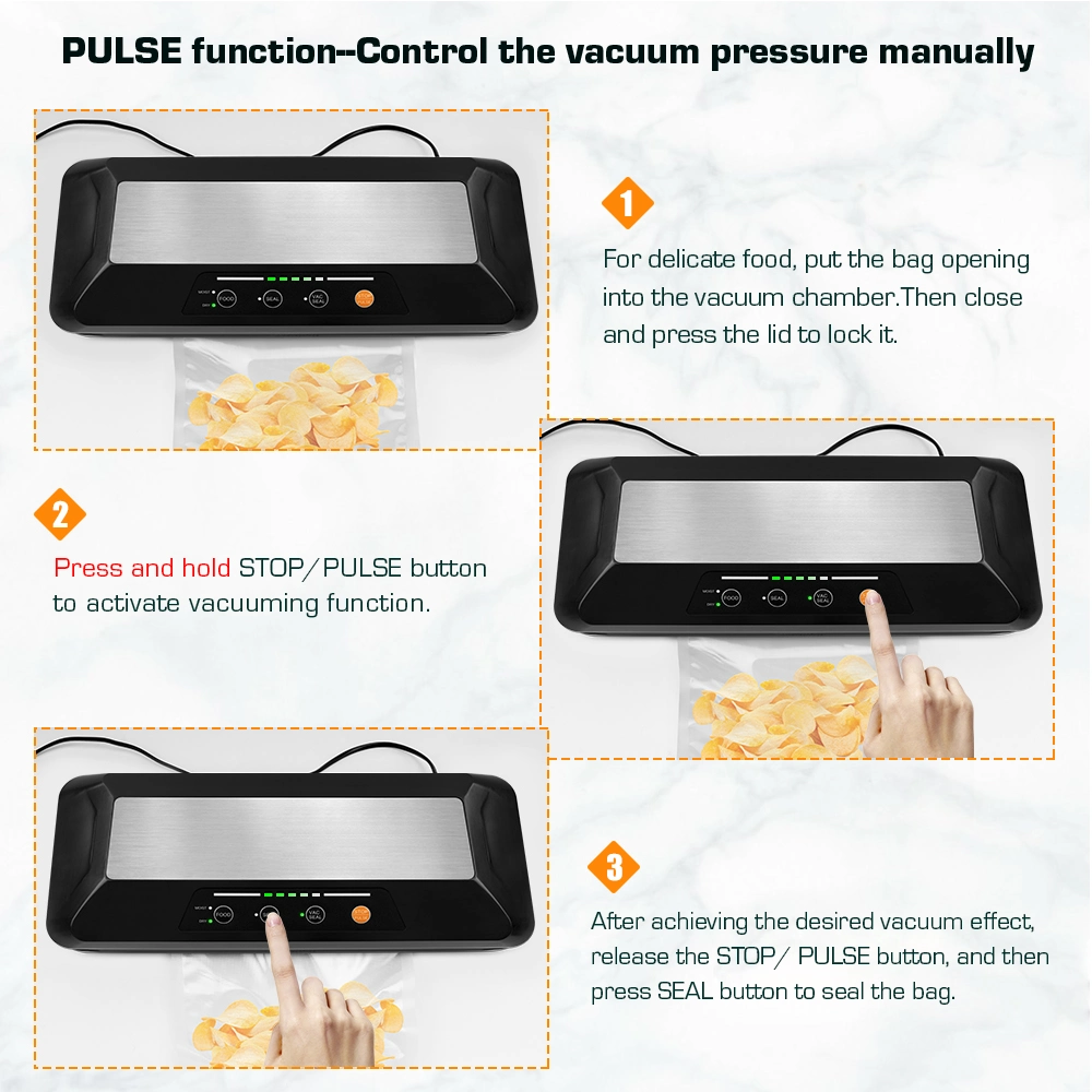 Vacuum Sealer Dry and Wet Mode with Built-in Knife Entry Kit for Extending Food Freshness. Inching Control for External Vacuum Pumping