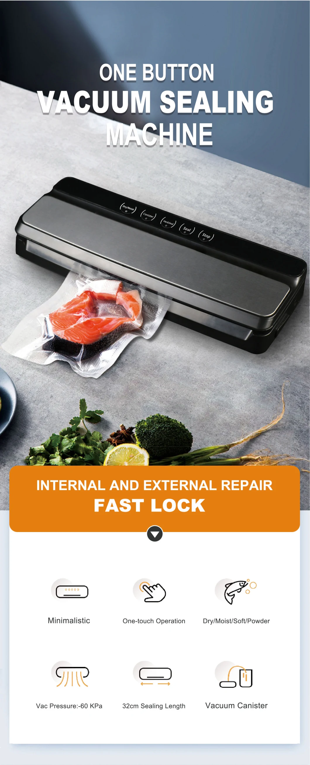 Ootd Home Use High Quality Packing Machine Household Wet and Dry Food Saver High Accuracy Vacuum Sealer